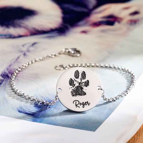 Custom Dog Paw Round Charm Bracelet Jewelry Treasures