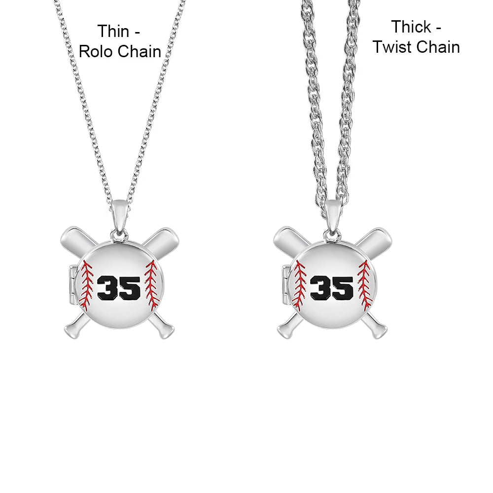 Baseball Necklace with Photo & Engraving - Ball Shape Short Style Jewelry Treasures