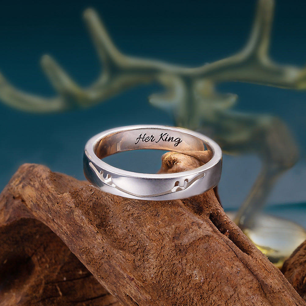 Personalized Antler Ring for Couple Jewelry Treasures