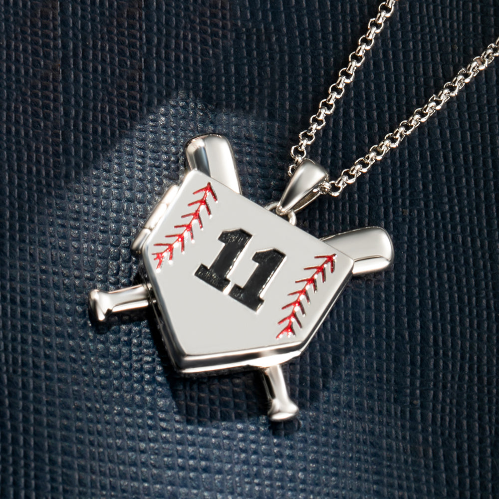 Baseball Necklace with Photo & Engraving - Shield Shape Short Style Jewelry Treasures