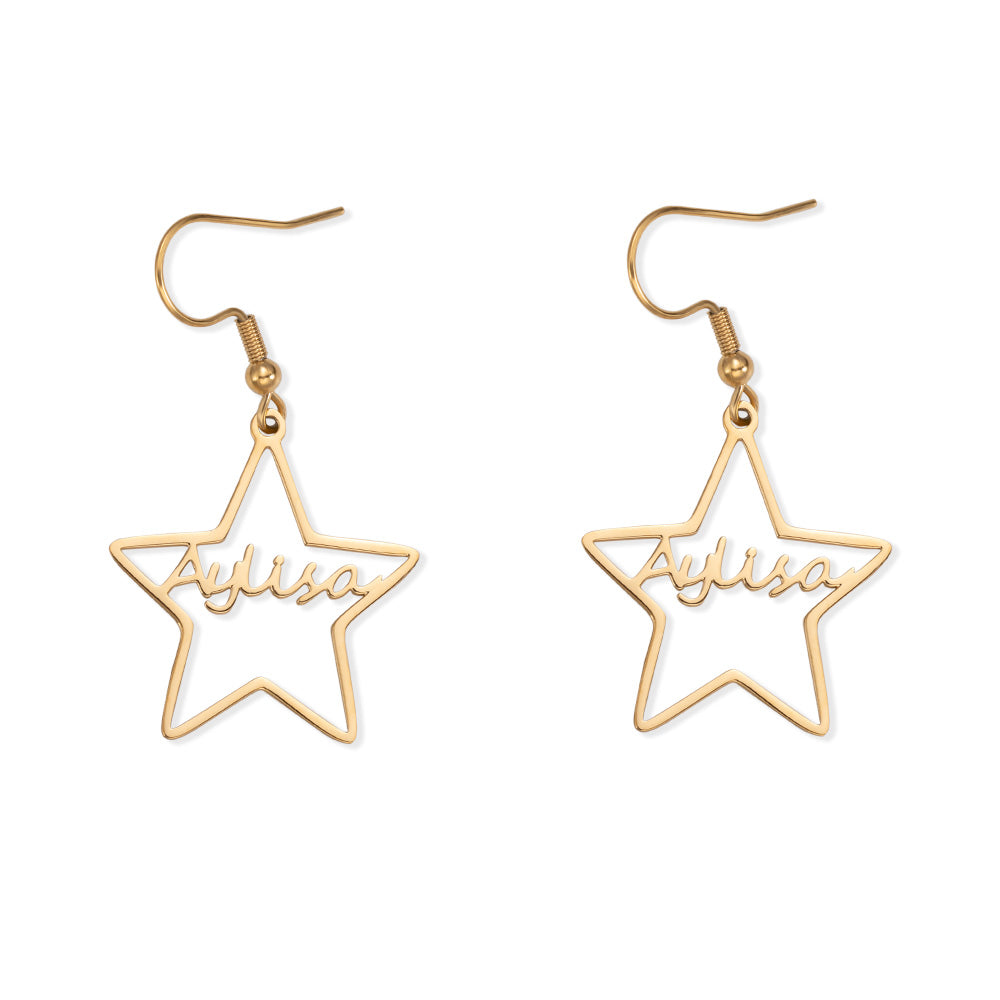 Personalized Star Name Earrings