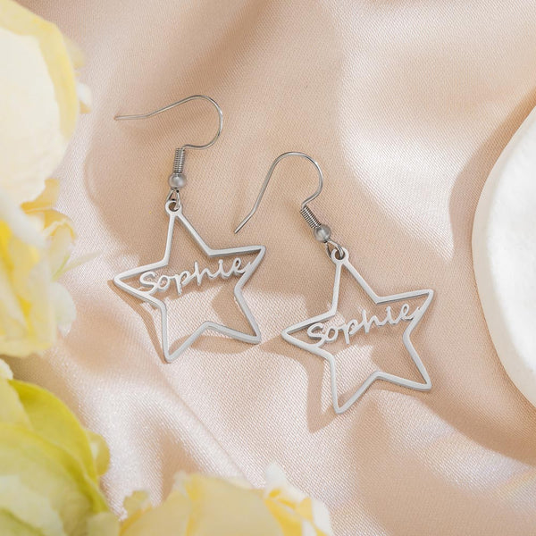 Personalized Star Name Earrings