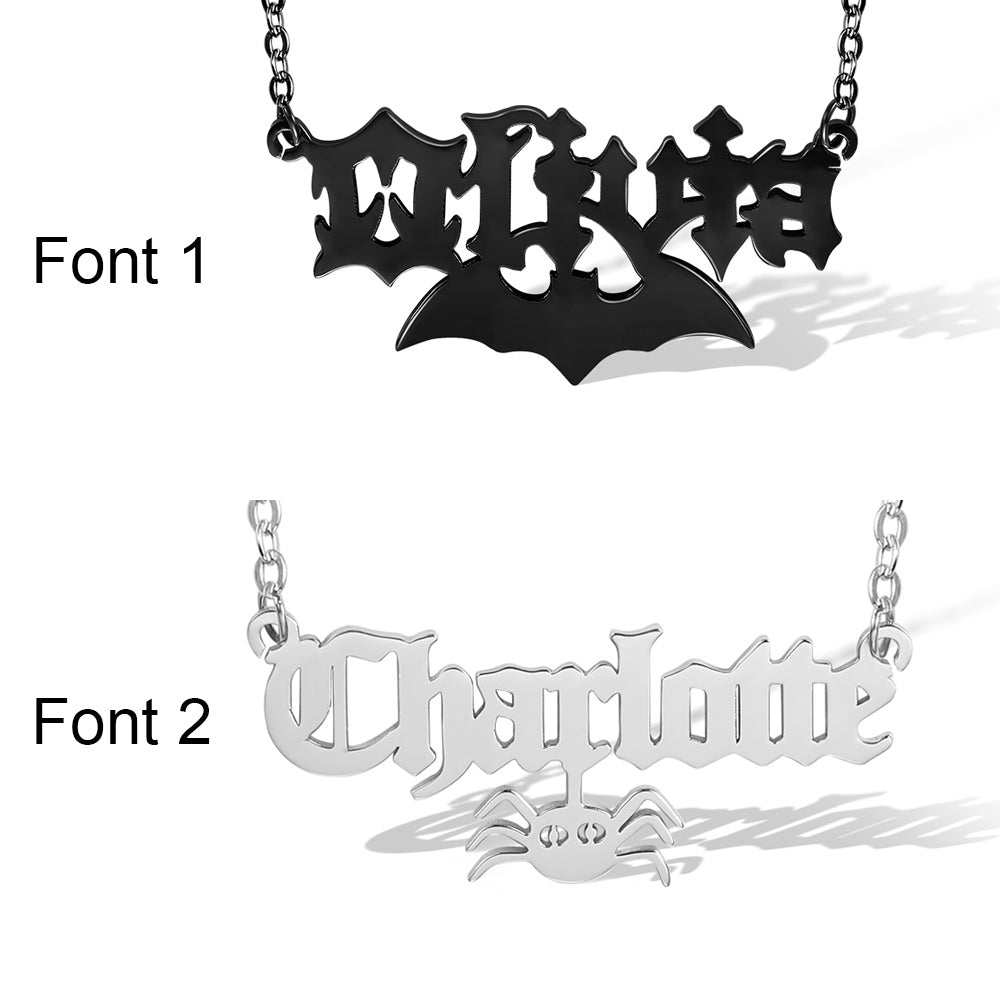 Personalized Halloween Gothic Name Necklace Sterling Silver 925 Jewelry Treasures