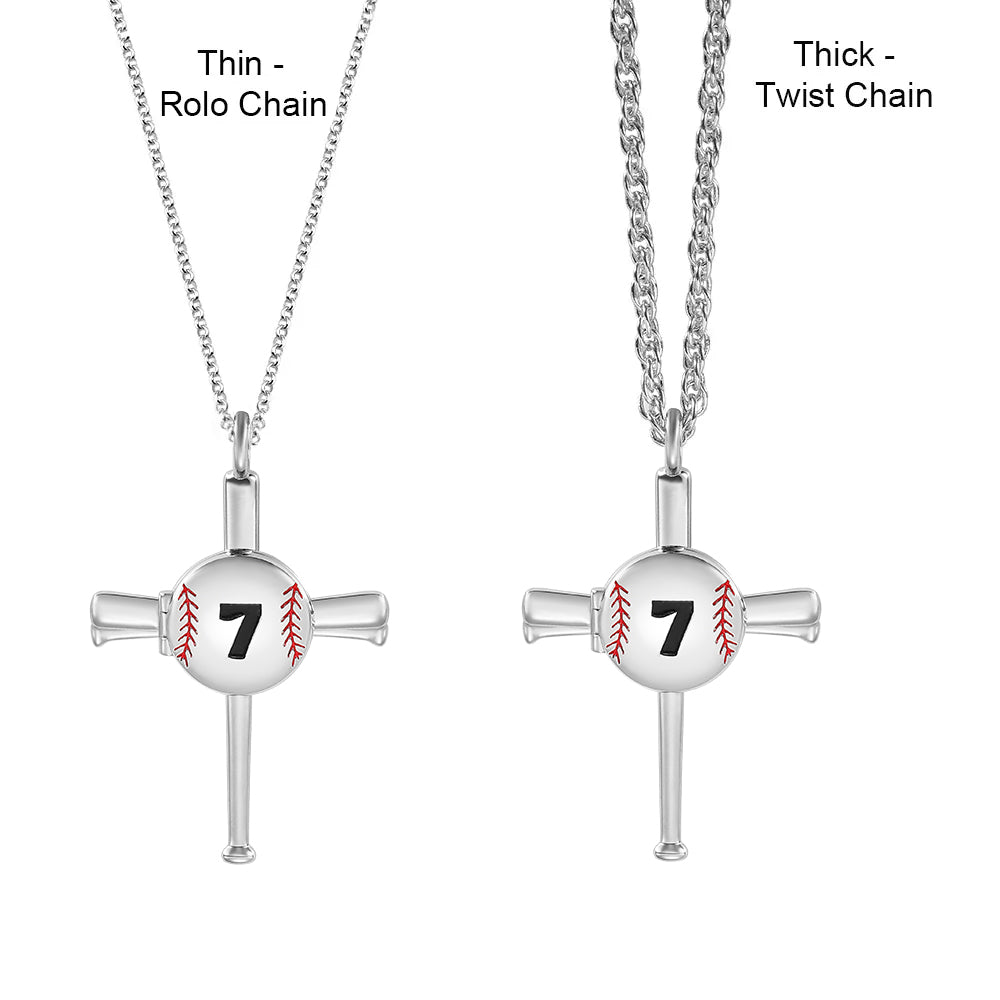 Baseball Necklace with Photo & Engraving - Ball Shape Long Style Jewelry Treasures