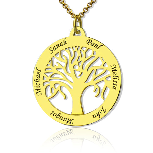 Customizable Tree Of Life Necklace Engraved 6 Names in Silver Jewelry Treasures