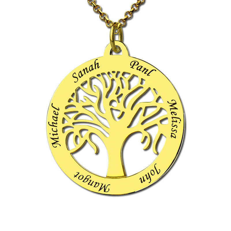 Customizable Tree Of Life Necklace Engraved 6 Names in Silver Jewelry Treasures