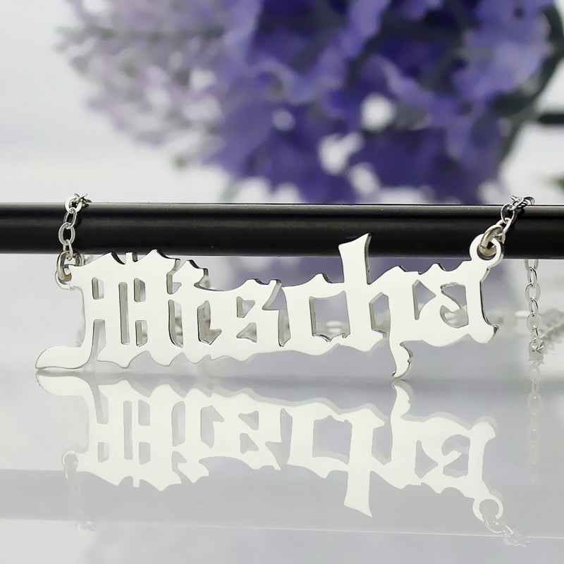 Old English Name Necklace Stainless Steel Jewelry Treasures