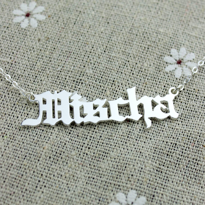 Old English Name Necklace Stainless Steel Jewelry Treasures