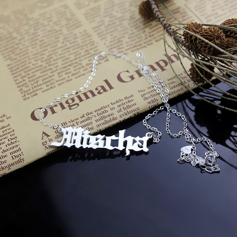 Old English Name Necklace Stainless Steel Jewelry Treasures