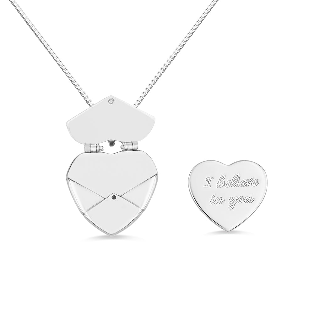 Personalized Secret Message Envelope Heart Locket Necklace Jewelry Treasures