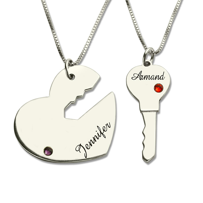 Key to My Heart Couple Necklaces Set of 2 Names Pendant Jewelry Treasures