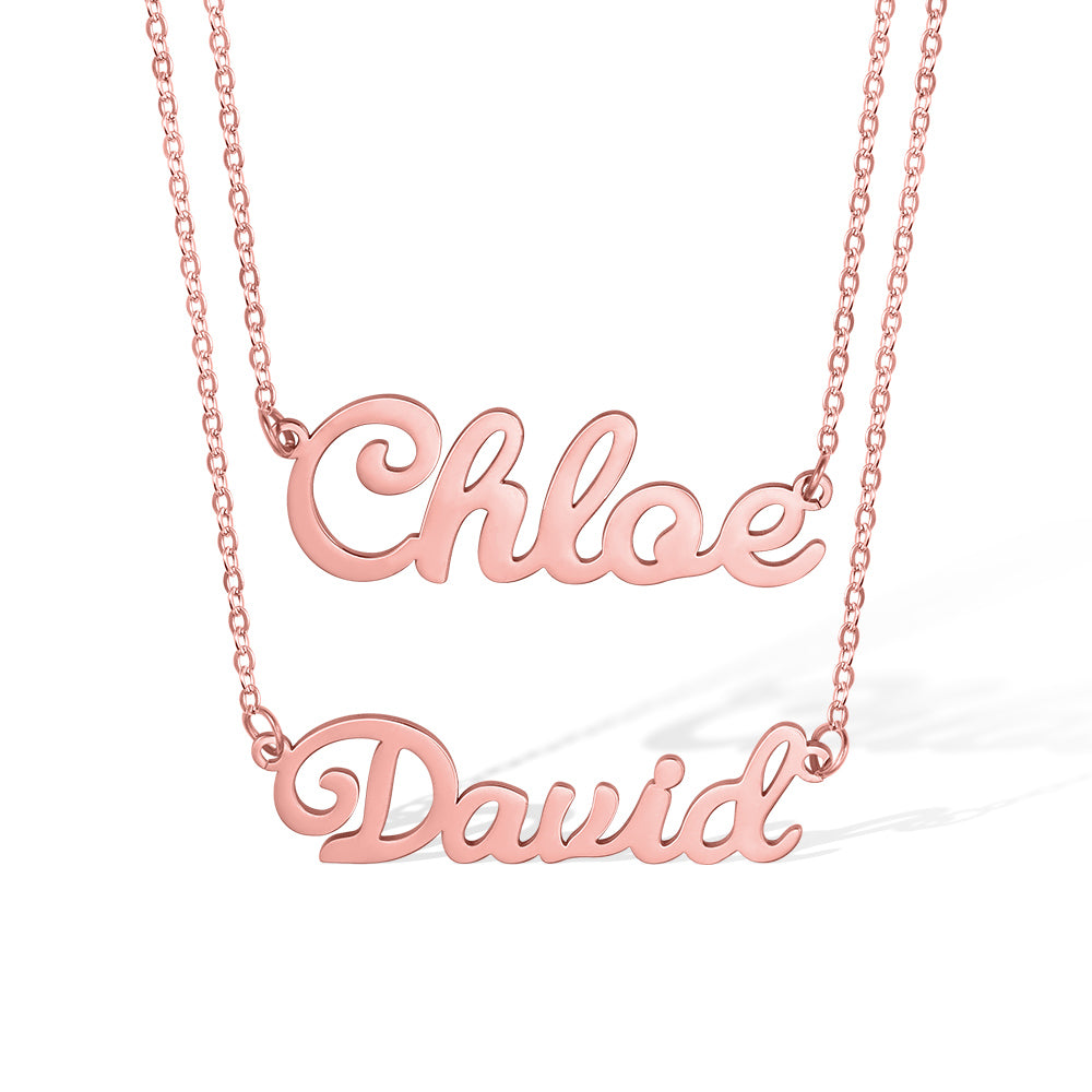 Double Layer Names Necklace In Stainless Steel Jewelry Treasures