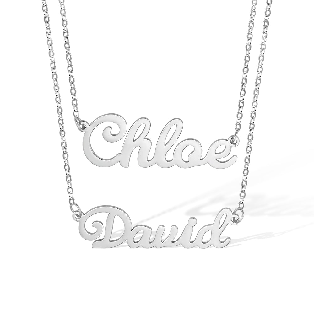 Double Layer Names Necklace In Stainless Steel Jewelry Treasures