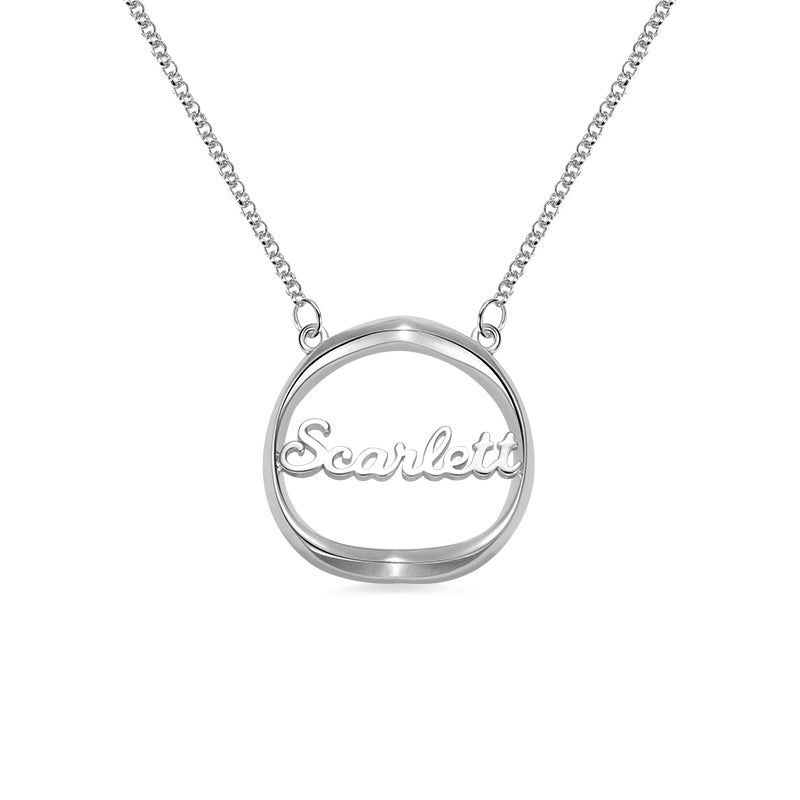 Personalized Shadow Heart Name Necklace in Silver Jewelry Treasures