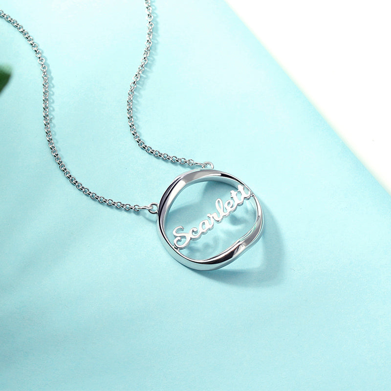 Personalized Shadow Heart Name Necklace in Silver Jewelry Treasures