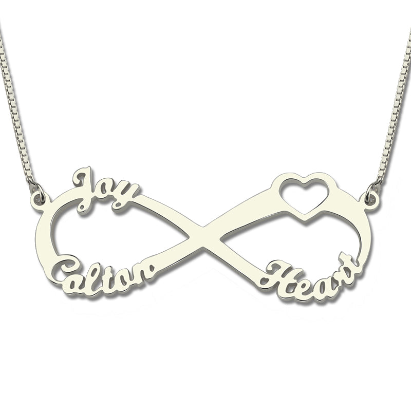 Heart Infinity Necklace 3 Names Sterling Silver Jewelry Treasures