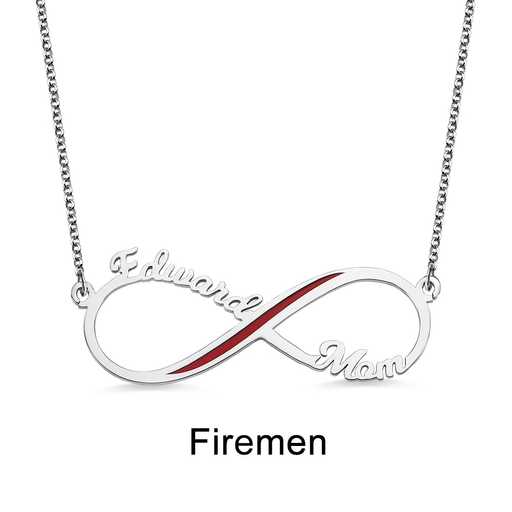 Custom Firefighter Infinity Name Necklace Jewelry Treasures