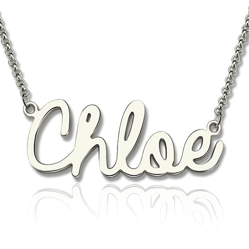 Personalized Cursive Style Name Necklace In Sterling Silver Jewelry Treasures