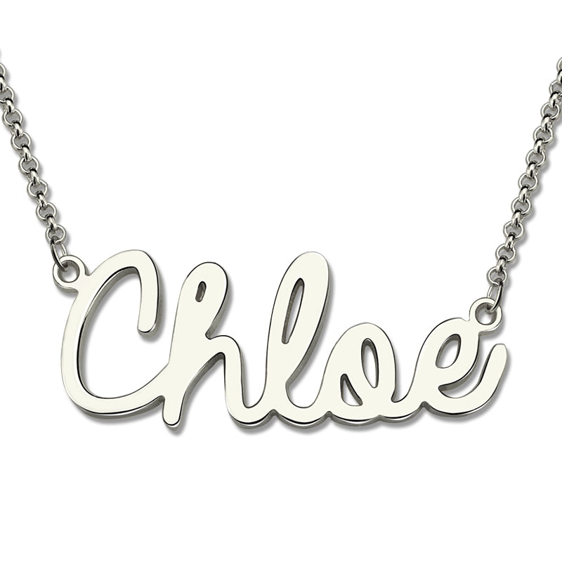 Personalized Cursive Style Name Necklace In Sterling Silver Jewelry Treasures