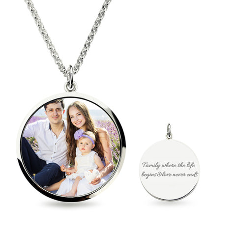 Engraved Epoxy Colour Photography Necklace in Sterling Silver Jewelry Treasures