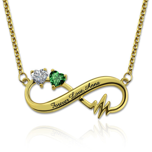 Heartbeat Infinity Necklace With Birthstones Jewelry Treasures