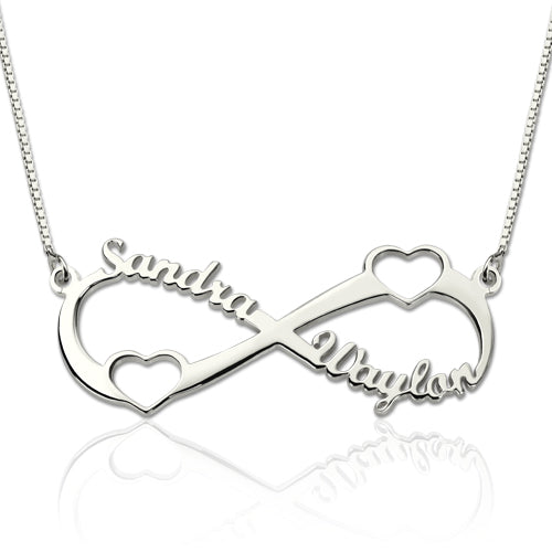 Double Heart Infinity Names Necklace Sterling Silver Jewelry Treasures