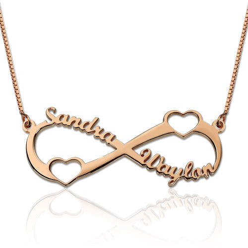 Double Heart Infinity Names Necklace Sterling Silver Jewelry Treasures