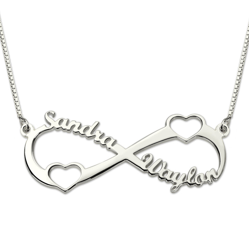 Double Heart Infinity Names Necklace Sterling Silver Jewelry Treasures