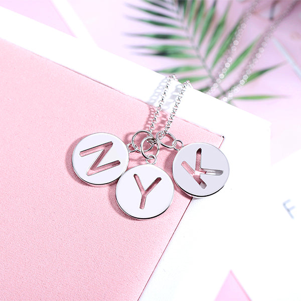 Personalized Cut Out Initial Disc Necklace Jewelry Treasures