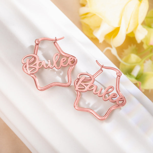 Personalized Three-Dimensional Stars Name Earrings