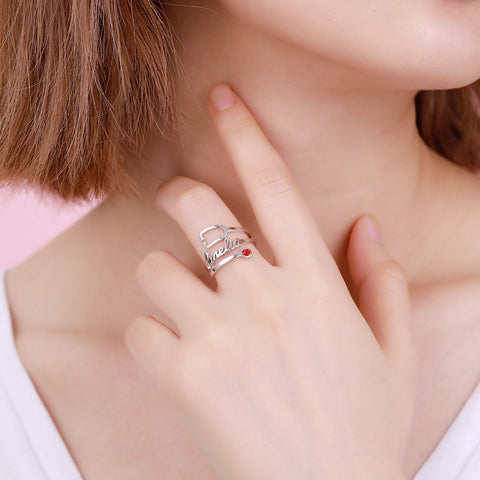 Personalized Name & Birthstone Stethoscope Ring