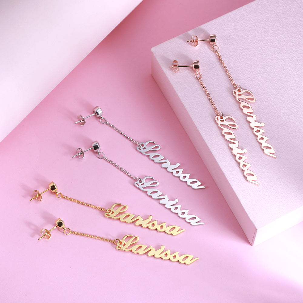 Personalized Name Chain Drop Earring