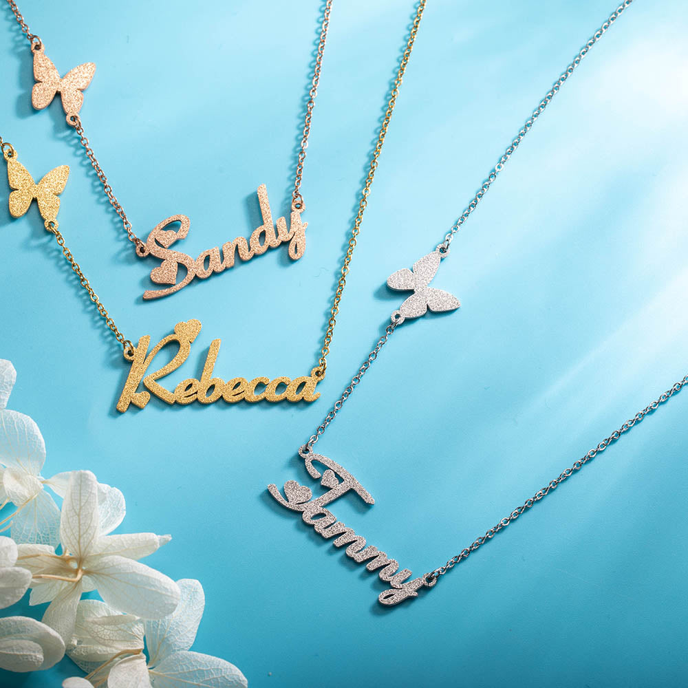 Custom Fashion Butterfly Clavicle Name Necklace Jewelry Treasures