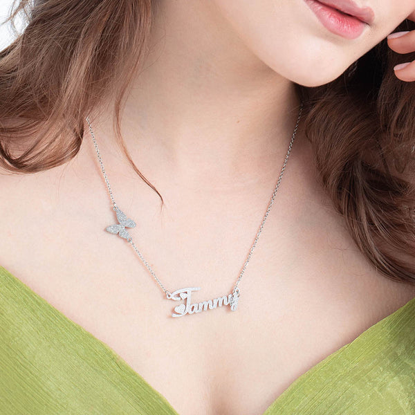 Custom Fashion Butterfly Clavicle Name Necklace Jewelry Treasures