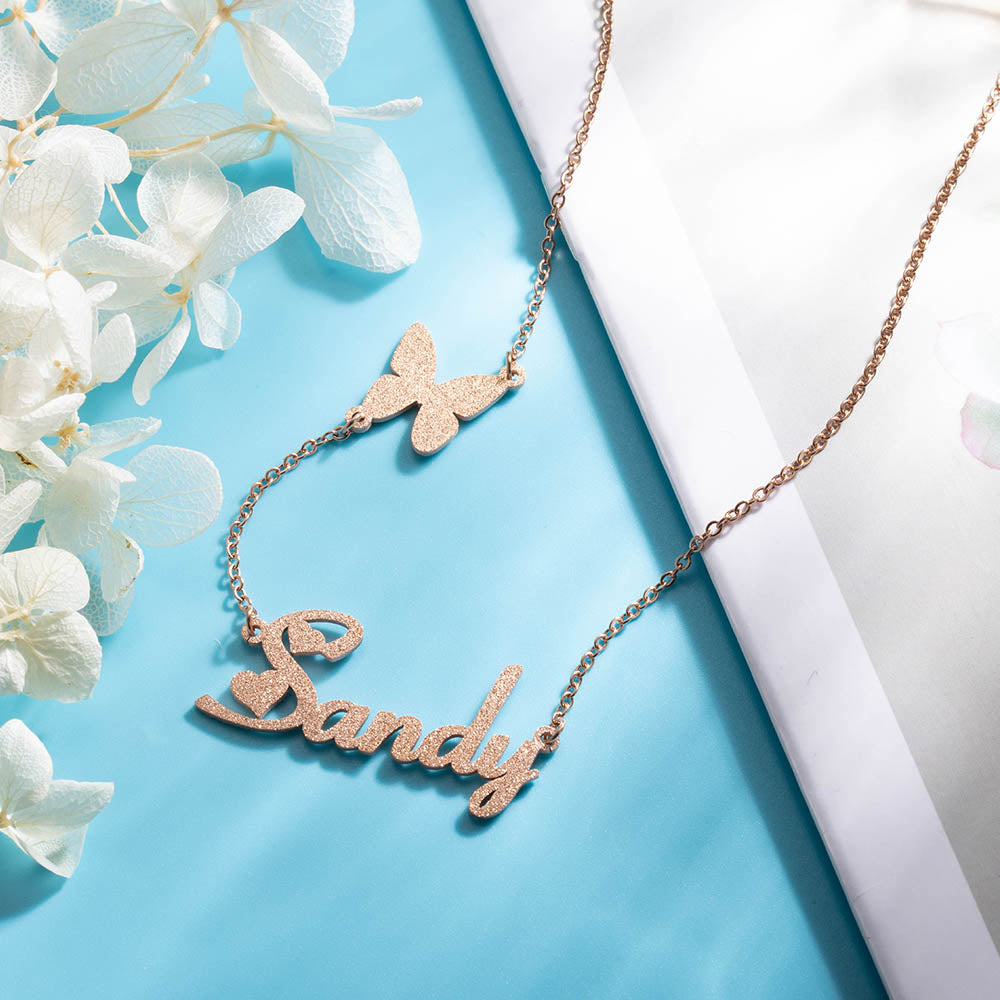 Custom Fashion Butterfly Clavicle Name Necklace Jewelry Treasures