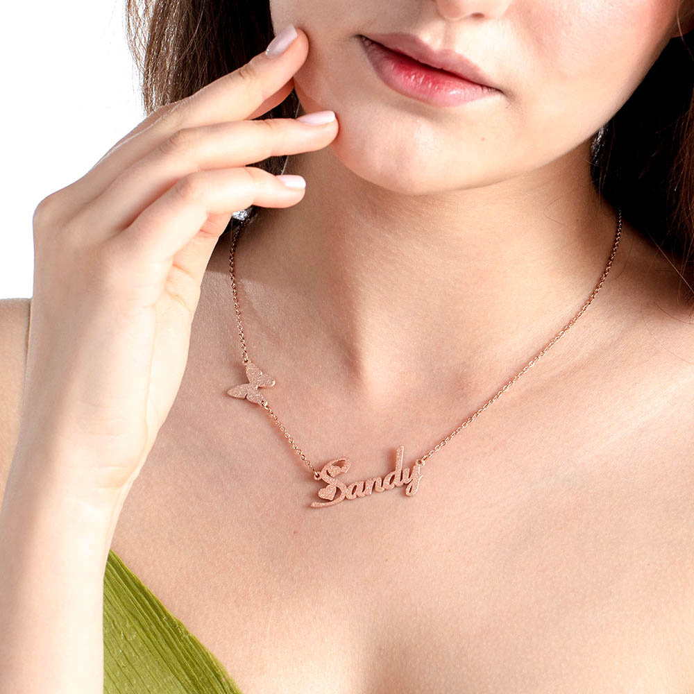 Custom Fashion Butterfly Clavicle Name Necklace Jewelry Treasures