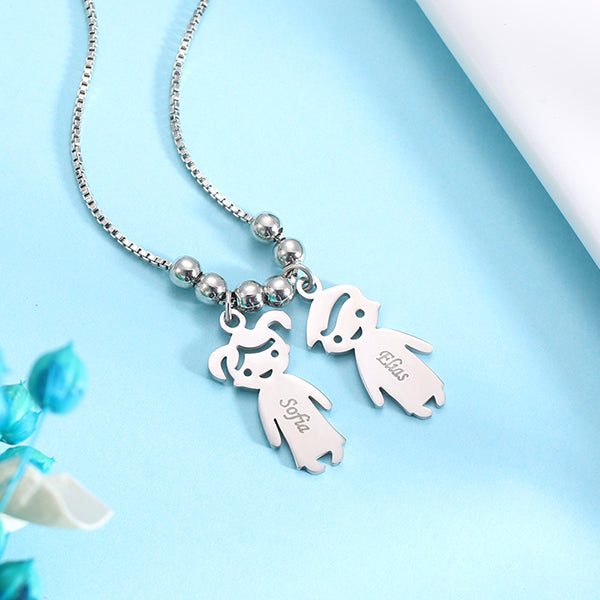 Personalized Kids Charms Necklace Stainless Steel Jewelry Treasures