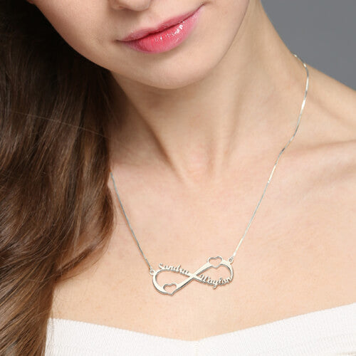 Double Heart Infinity Names Necklace Sterling Silver Jewelry Treasures