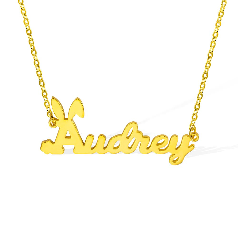 Personalized Name Easter Bunny Necklace Stainless Steel Jewelry Treasures