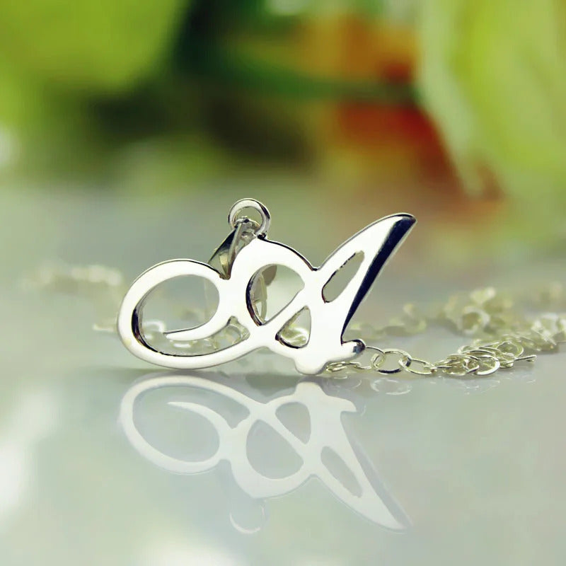 Sterling Silver Custom Initial Letter Necklace Jewelry Treasures