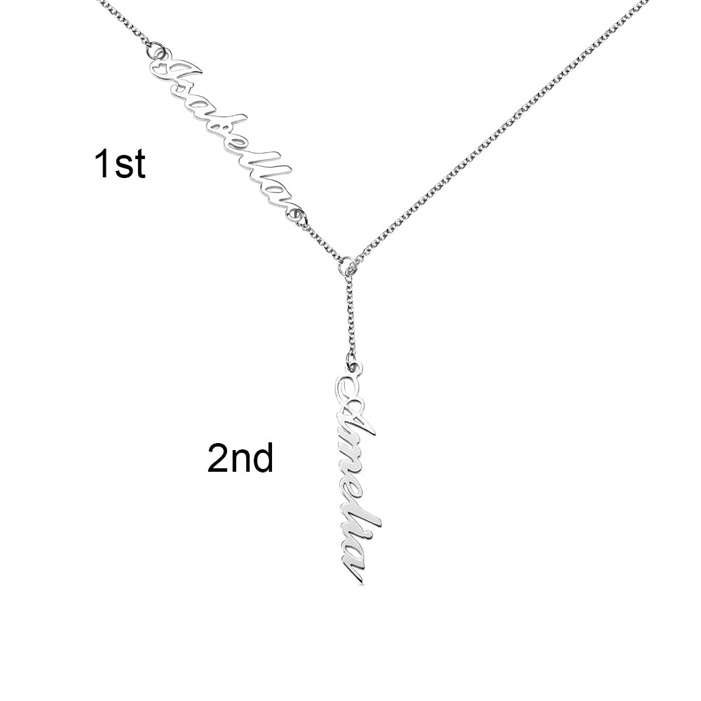 Personalized Two Names Y-shaped Necklace in Sterling Silver Jewelry Treasures