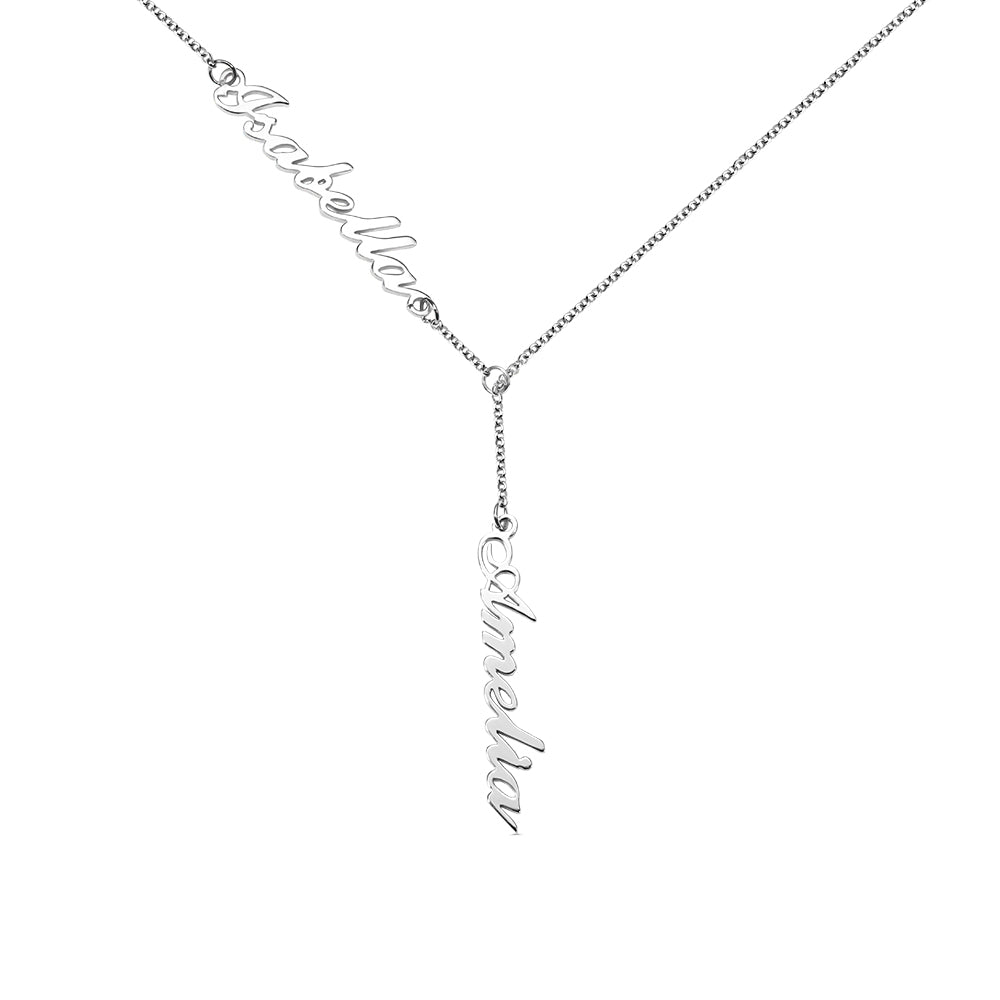 Personalized Two Names Y-shaped Necklace in Sterling Silver Jewelry Treasures