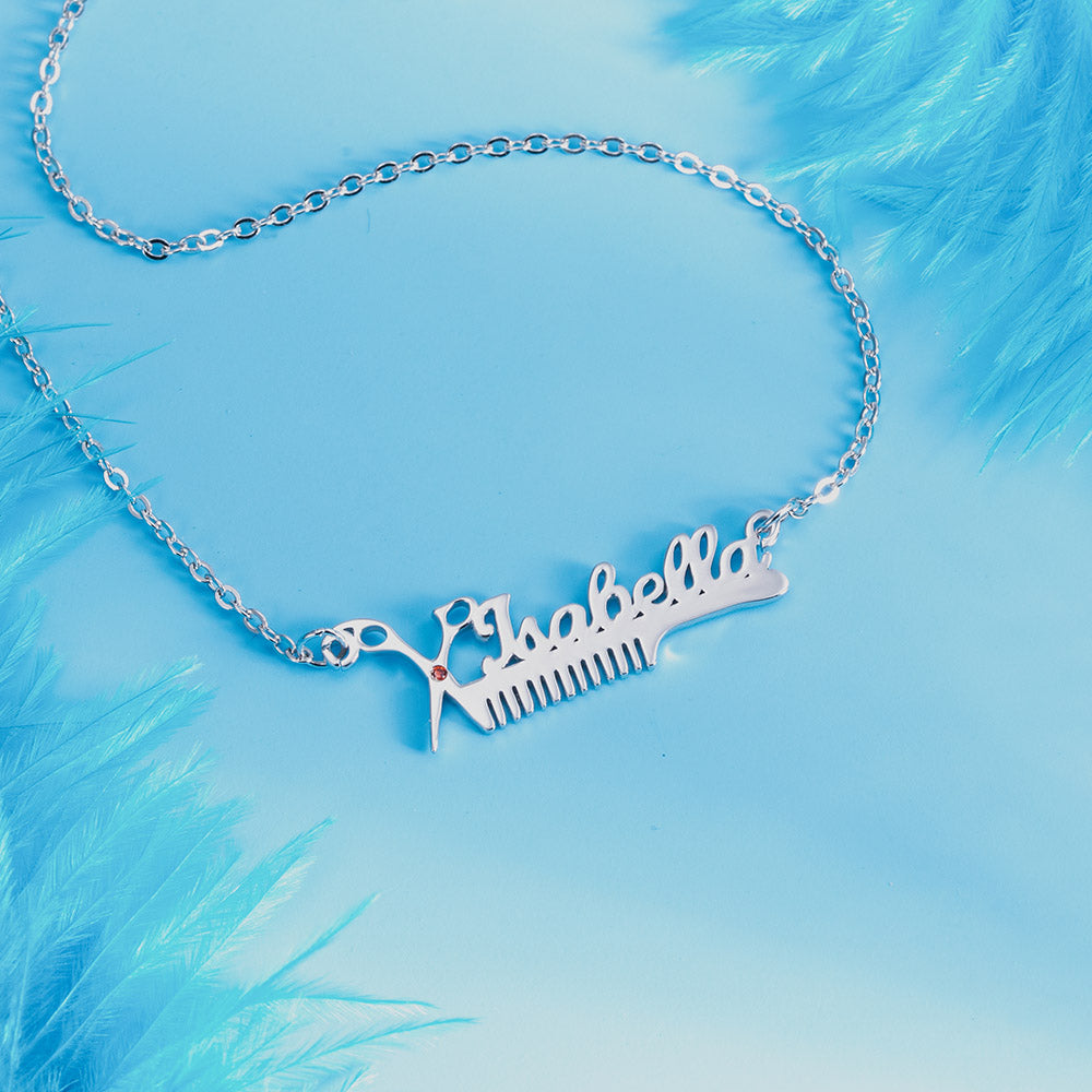 Personalized Hairdresser Birthstone Name Necklace Jewelry Treasures