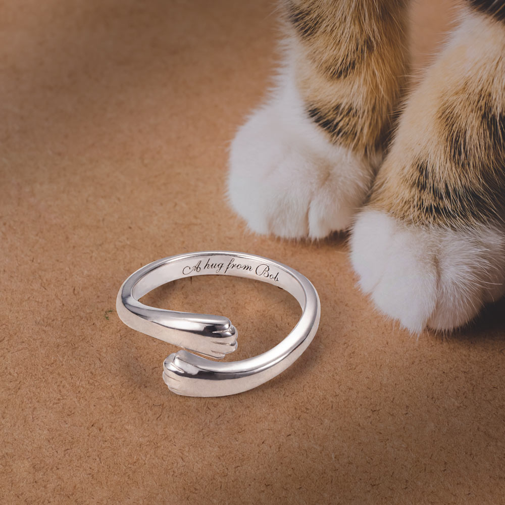 Personalized Cat Paw Hug Ring Jewelry Treasures