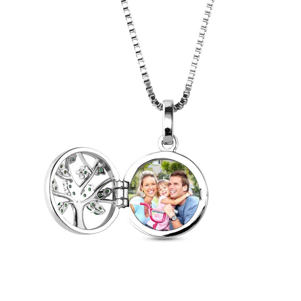 Engraved Unique Family Tree Photo Locket Sterling Sliver Jewelry Treasures