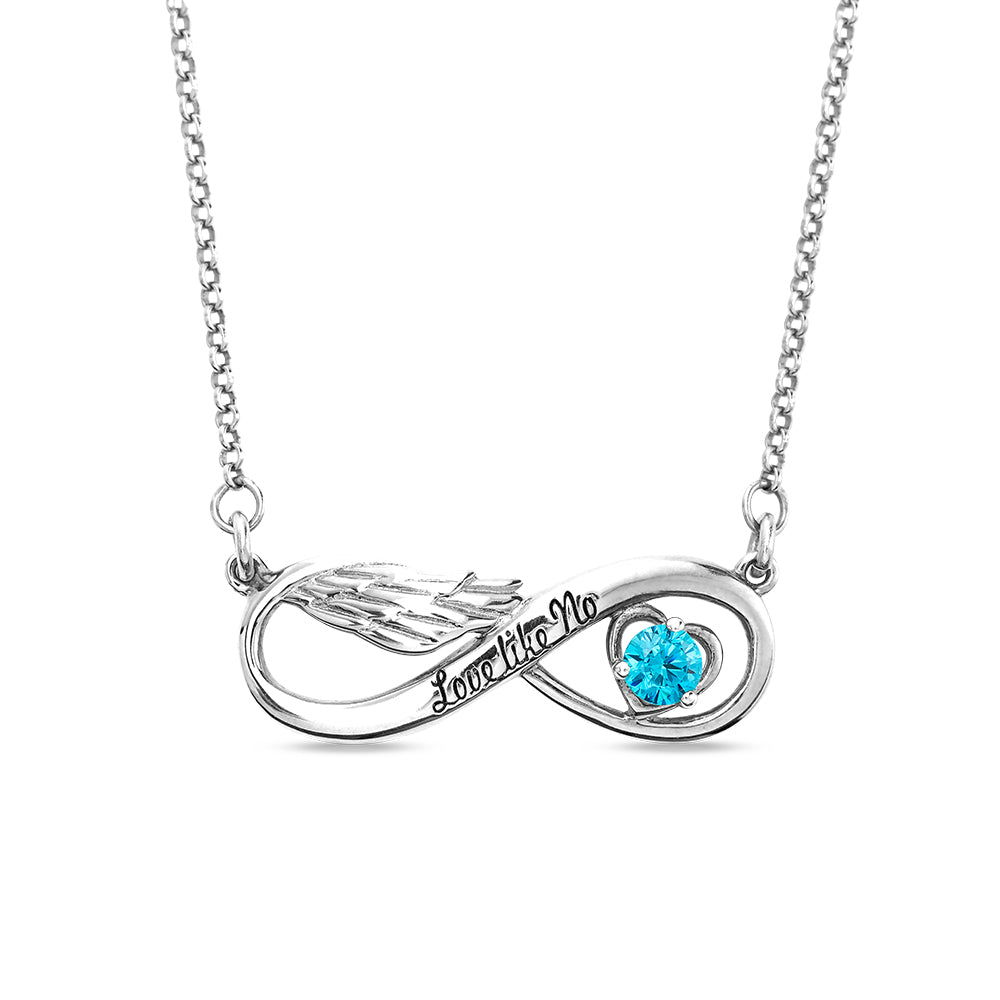 Infinity Angel Wing Necklace With Birthstone Jewelry Treasures