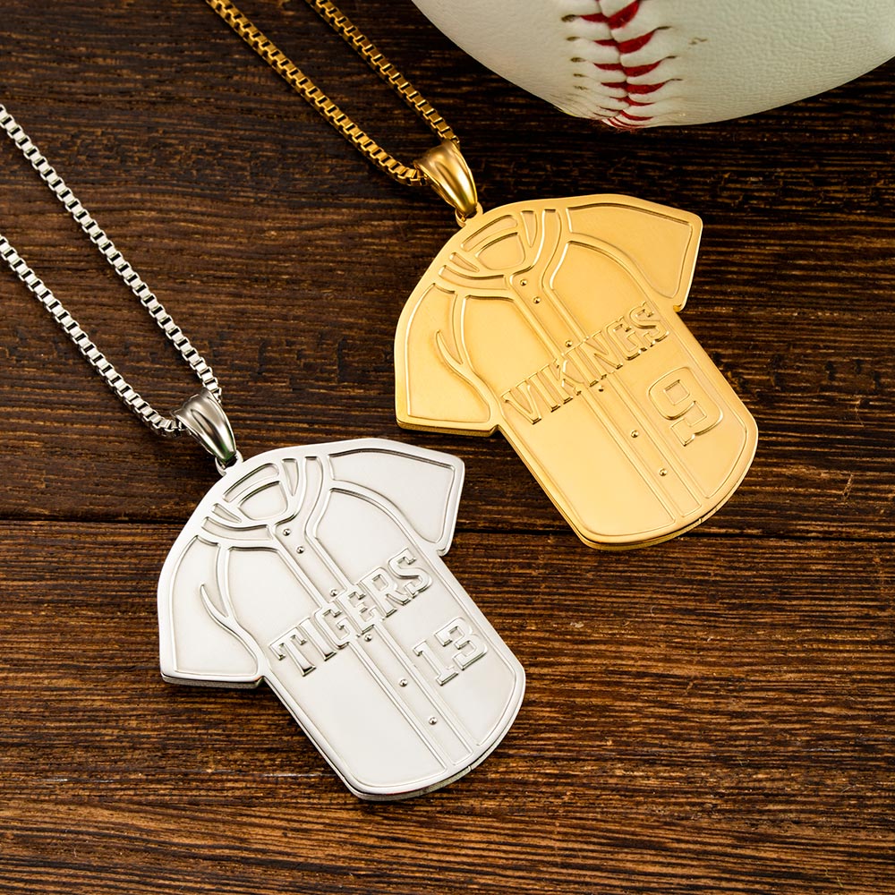 Personalized Name and Number Baseball Jersey Necklace Jewelry Treasures