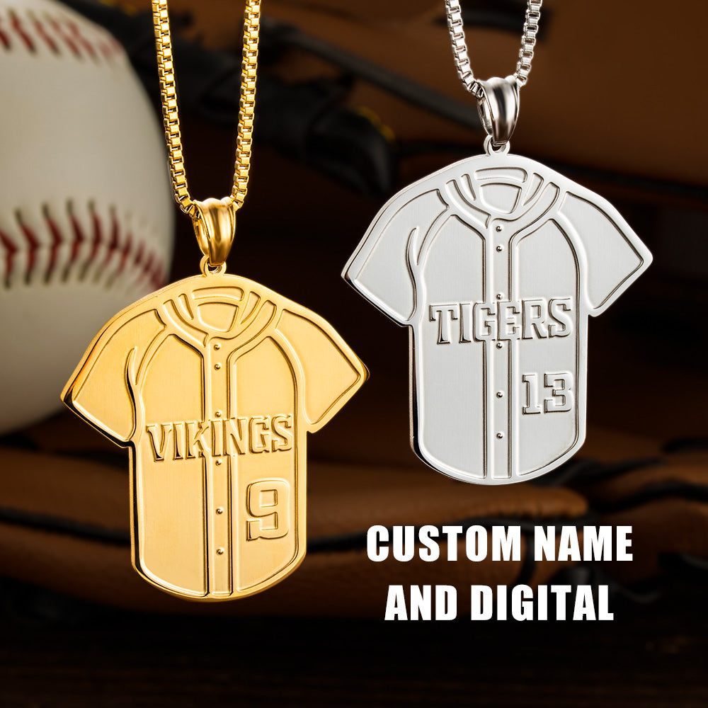 Personalized Name and Number Baseball Jersey Necklace Jewelry Treasures