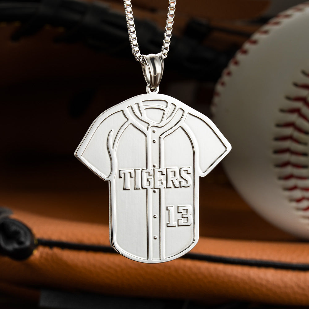 Personalized Name and Number Baseball Jersey Necklace Jewelry Treasures