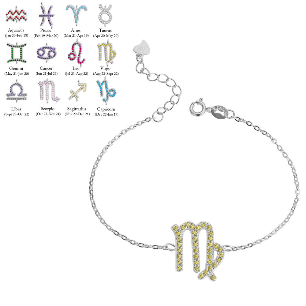 Zodiac Bracelet & Constellation Anklet with Birthstone - Sign Style Jewelry Treasures